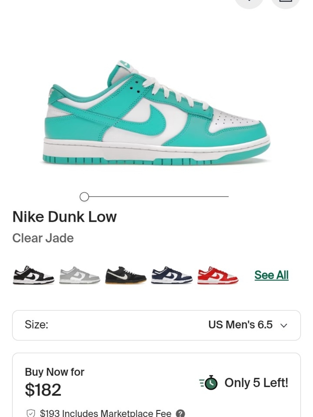 Nike Dunk Low — Clear Jade White Low-Top Sneakers